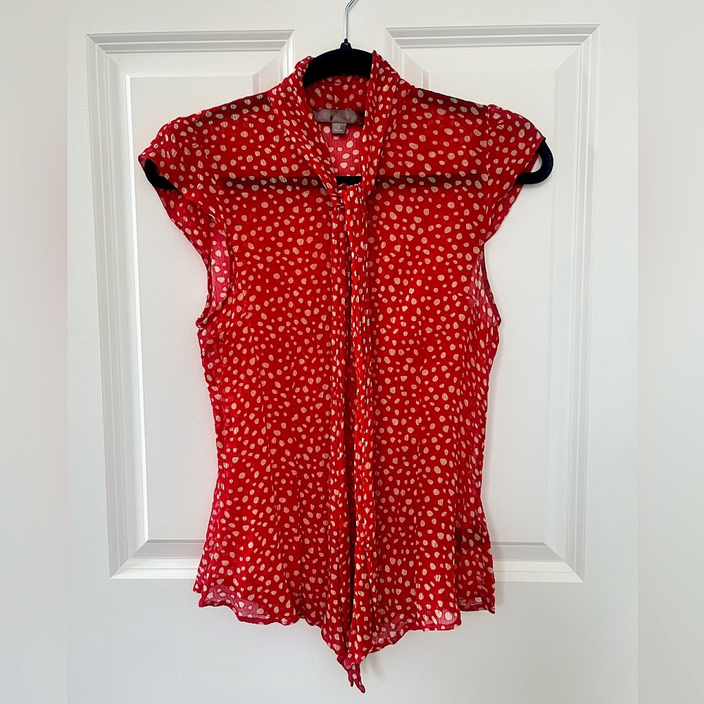 100% Silk semi-sheer button up blouse